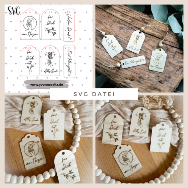 SVG Laser Datei Geschenkanhänger Anhänger für Geschenke und Mitbringsel Laserdatei SVG Datei
