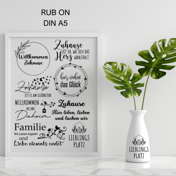 Randlose Rub On "Willkommen Zuhause" - DIN A5
