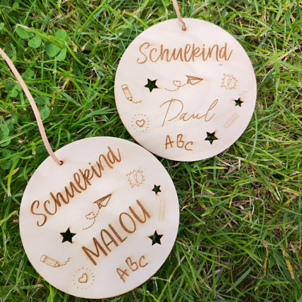 SVG Laser Datei Anhänger Holzscheibe Schulkind Personalisierbar Abschied Kindergarten Laserdatei SVG Datei – Bild 3
