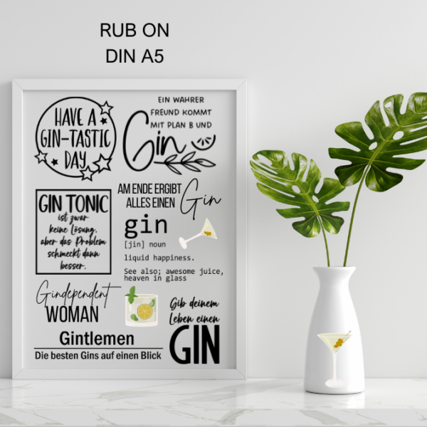 Randlose Rub On "Gin" - DIN A5