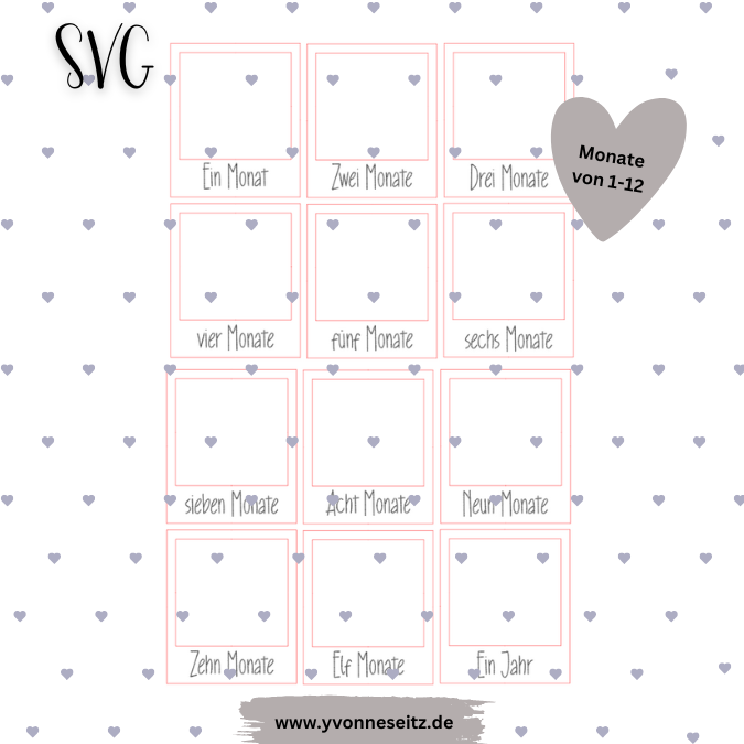 SVG Laser Datei Retrorahmen Vintagerahmen 12er Set Baby Monatskarten Monate Alter Foto Accessoires Fotoidee SVG Datei – Bild 4
