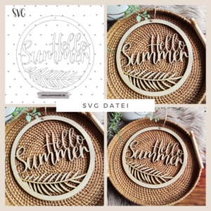 SVG Laser Datei Kranz Türkranz Hello Summer Laserdatei SVG Datei