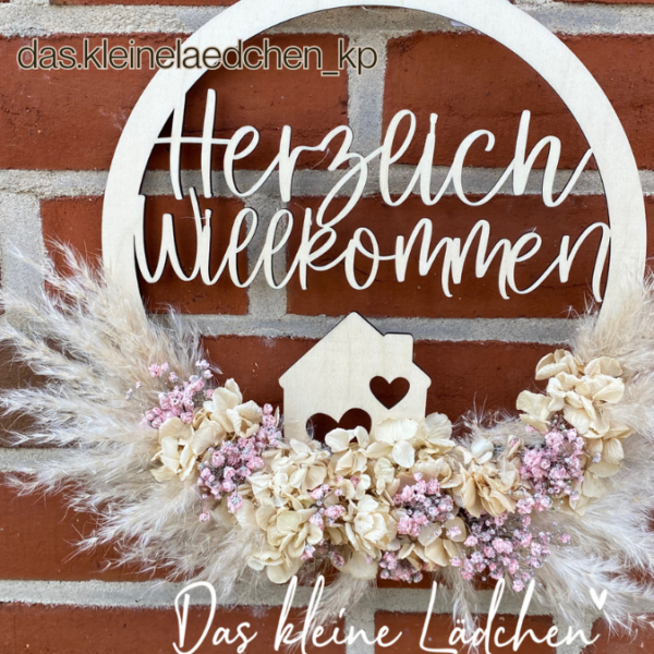 SVG Laser Datei Kranz Herzlich Willkommen Haus Herz Hoop Loop Laserdatei SVG Datei – Bild 2