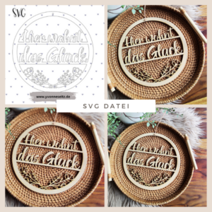 SVG Laser Datei Kranz Türkranz Hier wohnt das Glück Laserdatei SVG Datei