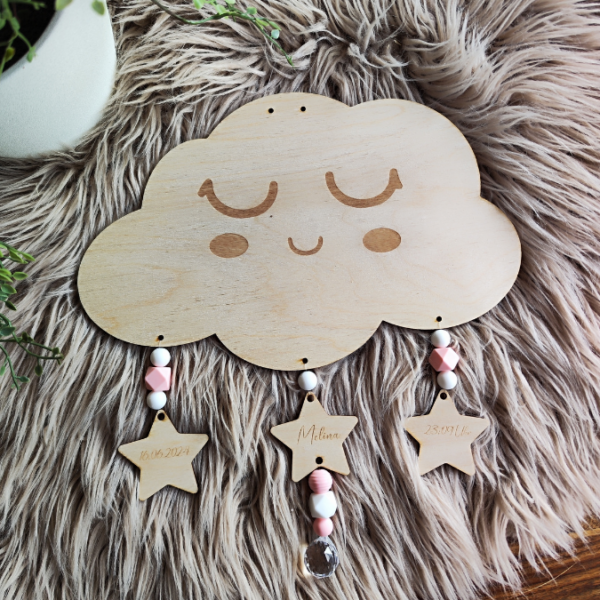 SVG Laser Datei Wolke Kinderzimmer Haarspangenhalter Sonnenfänger Laserdatei SVGDATEI – Bild 5