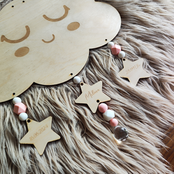 SVG Laser Datei Wolke Kinderzimmer Haarspangenhalter Sonnenfänger Laserdatei SVGDATEI – Bild 3