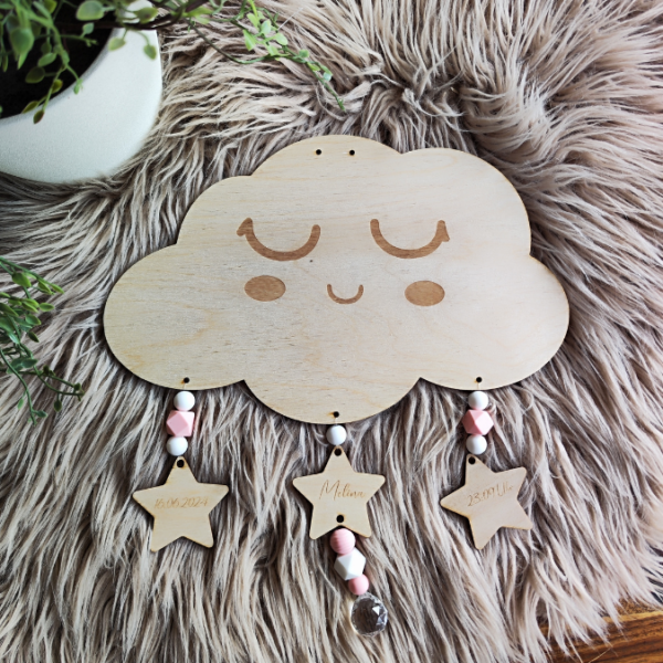 SVG Laser Datei Wolke Kinderzimmer Haarspangenhalter Sonnenfänger Laserdatei SVGDATEI – Bild 2