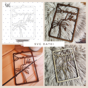 SVG Laser Datei Kranz Eckig Türkranz Summer Vibes Laserdatei SVG Datei