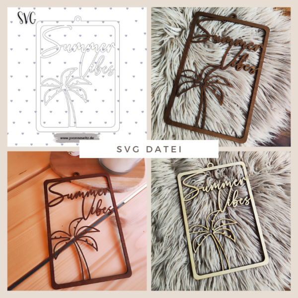 SVG Laser Datei Kranz Eckig Türkranz Summer Vibes Laserdatei SVG Datei