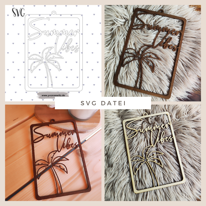 SVG Laser Datei Kranz Eckig Türkranz Summer Vibes Laserdatei SVG Datei