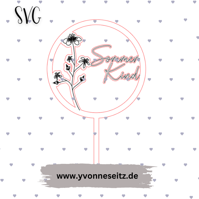 SVG Laser Datei Caketopper Pflanzenstecker Sommerkind Geburtstag SVG Datei – Bild 2