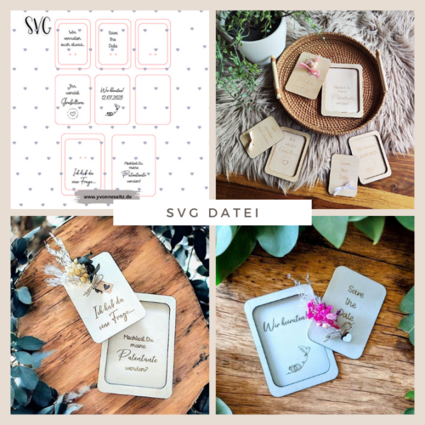 SVG Laser Datei Frage-Kärtchen Frage Karten Patentante Schwangerschaft Hochzeit Save the date SVG Datei