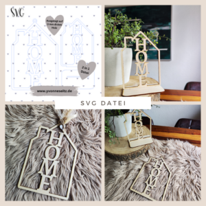 SVG Laser Datei Haus Kranz Home zum Hängen und stellen 2in1 SVG Datei