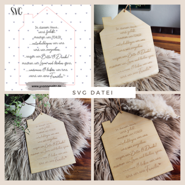 SVG Laser Datei Haus zum aufhängen -In diesem Haus... Familie Liebe