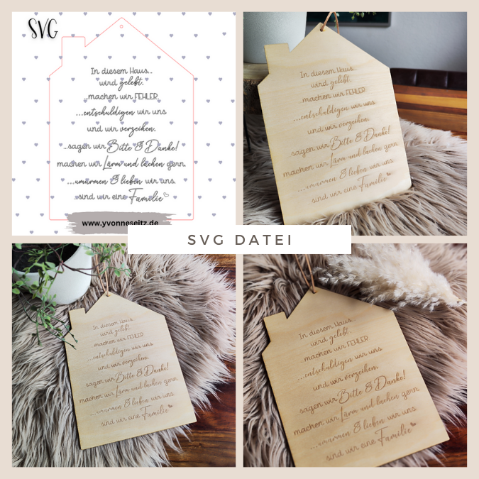 SVG Laser Datei Haus zum aufhängen -In diesem Haus... Familie Liebe