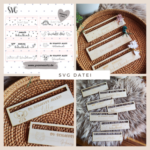 SVG Laser Datei Lesehilfe Schulkind Einschulung 1. Klasse Laserdatei SVG Datei