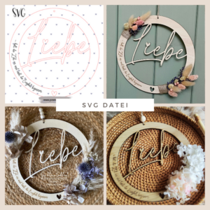 SVG Laser Datei Hochzeitskranz Kranz Hochzeit Liebe Ja SVG Datei