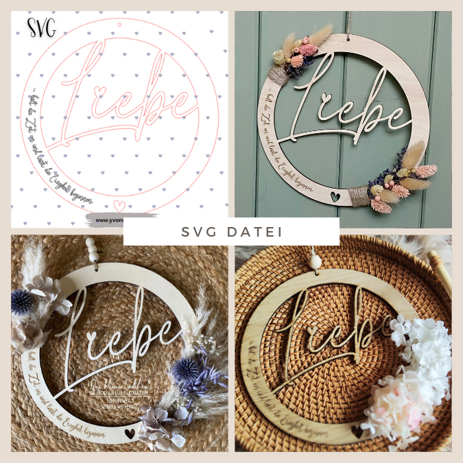 SVG Laser Datei Hochzeitskranz Kranz Hochzeit Liebe Ja SVG Datei