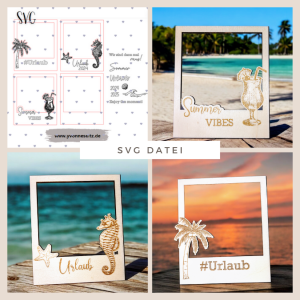 SVG Laser Datei Polaroid Urlaub Sommer Sommerurlaub SVG Datei