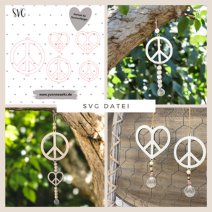 SVG Laser Datei Sonnenfänger Peace Anhänger Minikranz SVG Datei