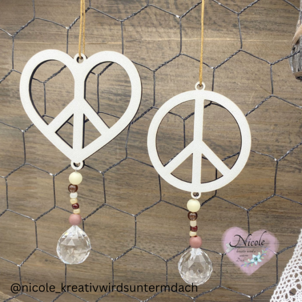 SVG Laser Datei Sonnenfänger Peace Anhänger Minikranz SVG Datei – Bild 3