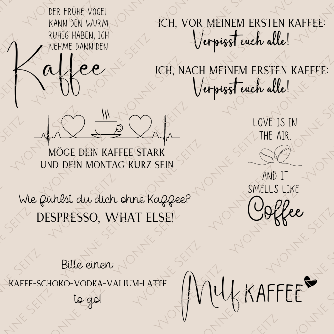 SVG Laser Datei SPRÜCHE FÜR TASSEN 3 KAFFEE Laserdatei SVG Datei