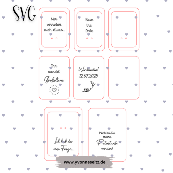 SVG Laser Datei Frage-Kärtchen Frage Karten Patentante Schwangerschaft Hochzeit Save the date SVG Datei – Bild 2