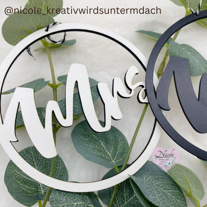 SVG Laser Datei Kränze 2er Stuhlkranz Standesamt Kirche Mr Mrs Laserdatei SVG Datei – Bild 4