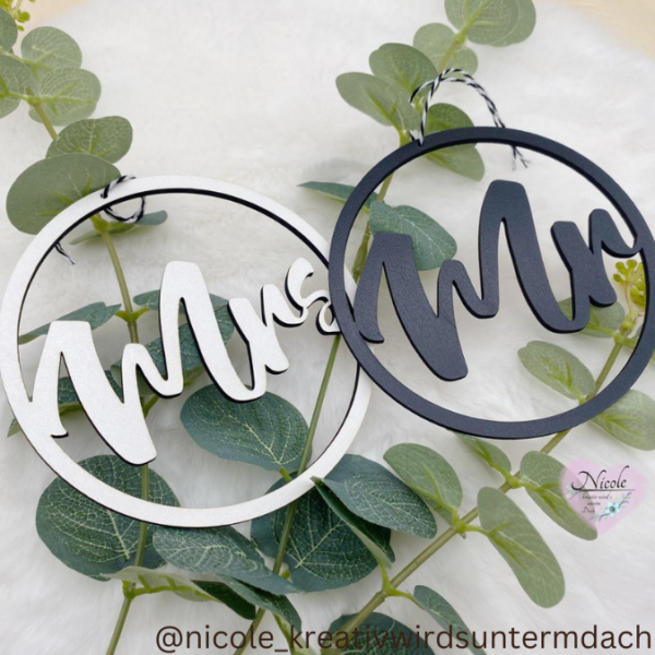 SVG Laser Datei Kränze 2er Stuhlkranz Standesamt Kirche Mr Mrs  Laserdatei SVG Datei – Bild 4