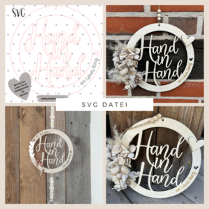 SVG Laser Datei Hochzeitsgeschenk Kranz Hochzeit Geldgeschenk Hand in Hand SVG Datei