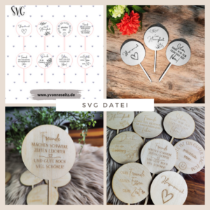 SVG Laser Datei Pflanzenstecker 8er Set Mitbringsel Geschenkidee Kleinigkeit  SVG Datei