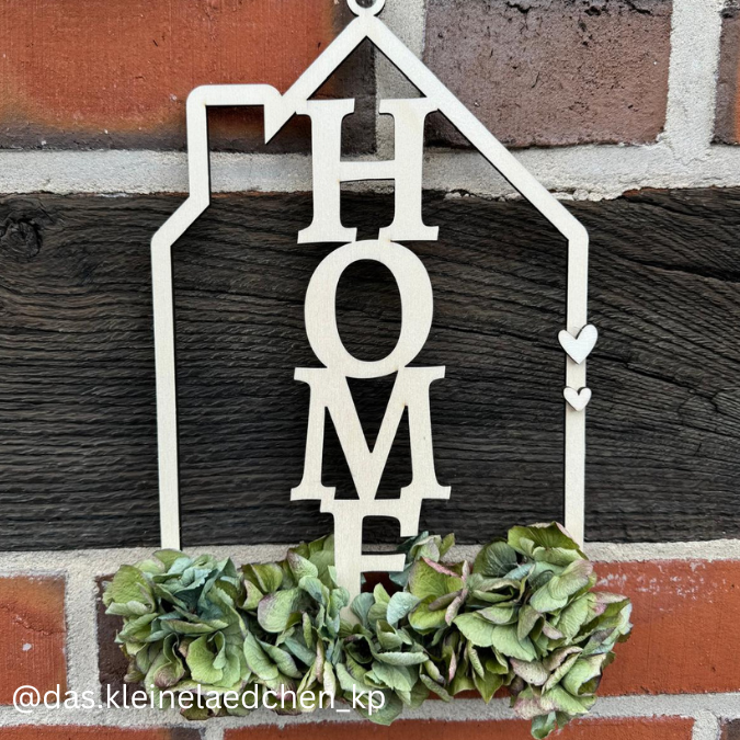 SVG Laser Datei Haus Kranz Home zum Hängen und stellen 2in1 SVG Datei – Bild 4