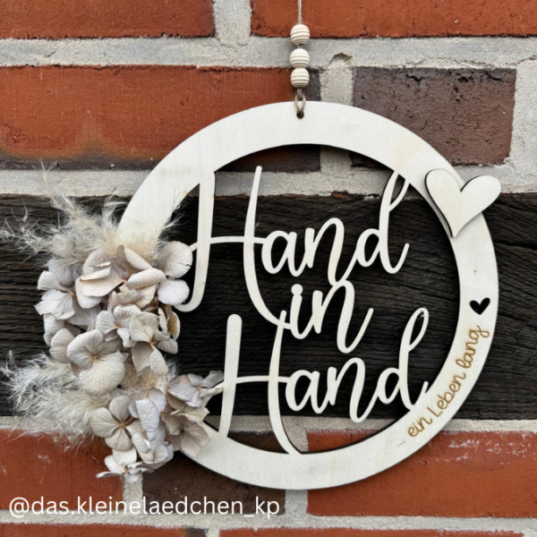 SVG Laser Datei Hochzeitsgeschenk Kranz Hochzeit Geldgeschenk Hand in Hand SVG Datei – Bild 4