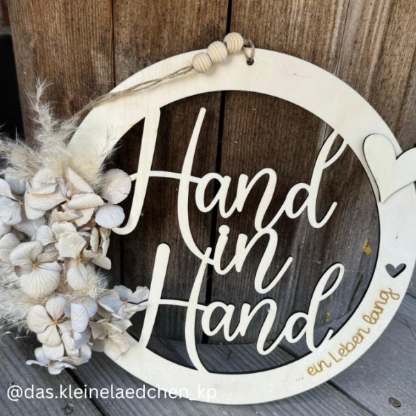 SVG Laser Datei Hochzeitsgeschenk Kranz Hochzeit Geldgeschenk Hand in Hand SVG Datei – Bild 5