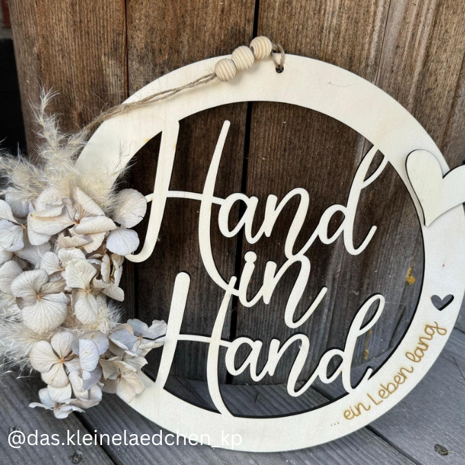 SVG Laser Datei Hochzeitsgeschenk Kranz Hochzeit Geldgeschenk Hand in Hand SVG Datei – Bild 5