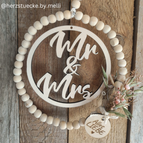 SVG Laser Datei Kranz Türkranz Mr. & Mrs Hochzeit SVG Datei Mr Mrs – Bild 4
