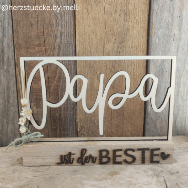 SVG Laser Datei Papa Schriftzug im Rahmen für Klötzchen Vatertag – Bild 2