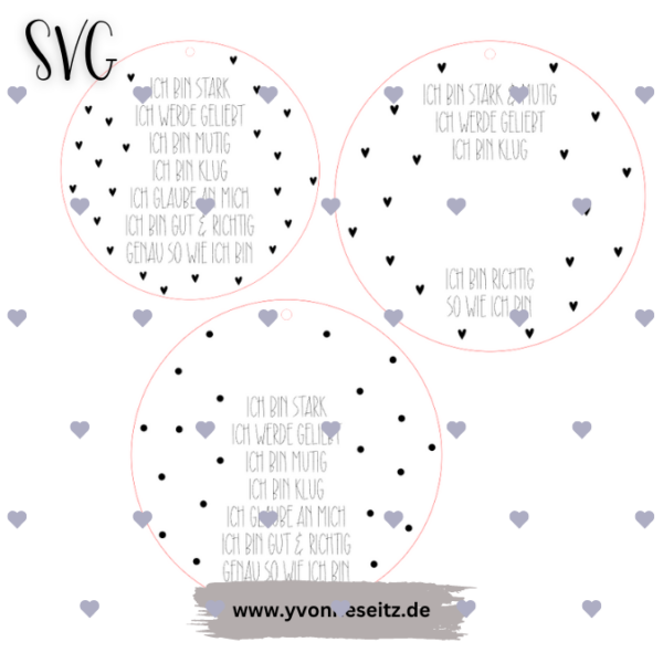 SVG Laser Datei Affirmation Affirmationsscheibe Kinder Personalisierbar SVG Datei – Bild 2
