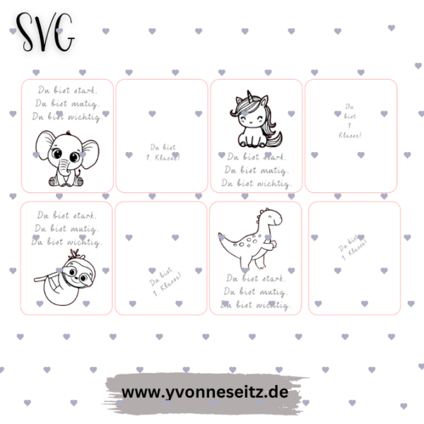 SVG Laser Datei Affirmationskarten Einschulung mit Brief Glücksbringer Mutmacher SVG Datei inkl PDF – Bild 2