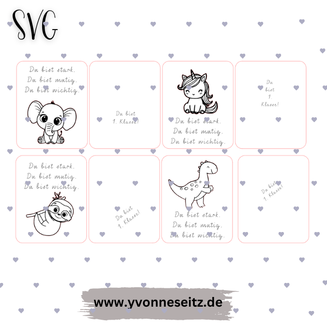 SVG Laser Datei Affirmationskarten Einschulung mit Brief Glücksbringer Mutmacher SVG Datei inkl PDF – Bild 2