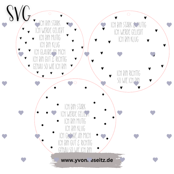 SVG Laser Datei Affirmation Affirmationsscheibe Kinder Personalisierbar SVG Datei – Bild 2