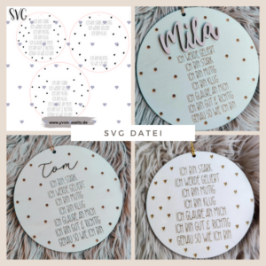 SVG Laser Datei Affirmation Affirmationsscheibe Kinder Personalisierbar SVG Datei