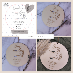 SVG Laser Datei Halter für Geburtsarmband Geschenk zur Geburt Laserdatei SVG Datei