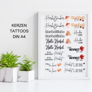 PDF - Kerzentattoo Vorlage - HERBST - A4 Kerzentattoos