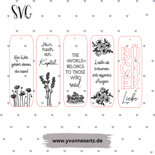 SVG Laser Datei Lesezeichen Bücherliebe Bücher SVG Datei – Bild 2