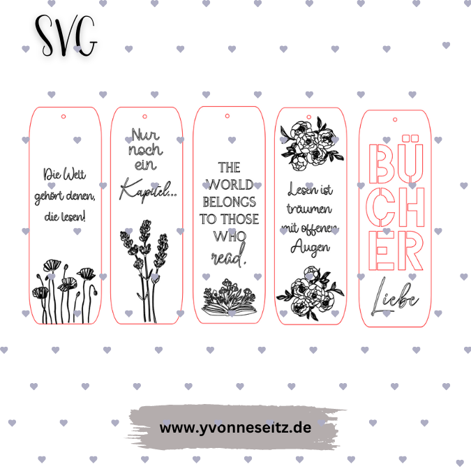 SVG Laser Datei Lesezeichen Bücherliebe Bücher SVG Datei – Bild 2