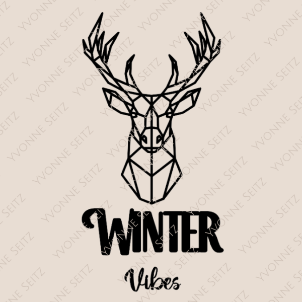 SVG Laser Datei Hirsch Winter Vibes Wanddeko Cut SVG Datei – Bild 2