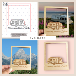 SVG Laser Datei Polaroid Rahmen Camper Urlaub SVG Datei