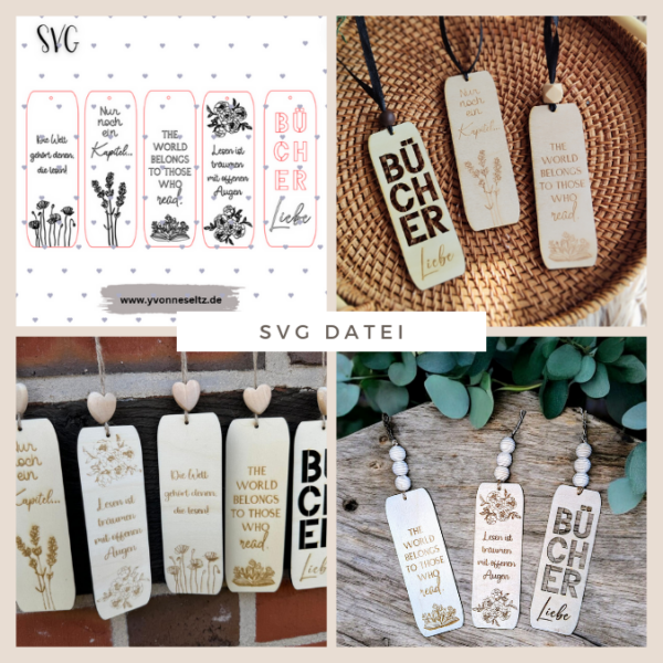 SVG Laser Datei Lesezeichen Bücherliebe Bücher SVG Datei
