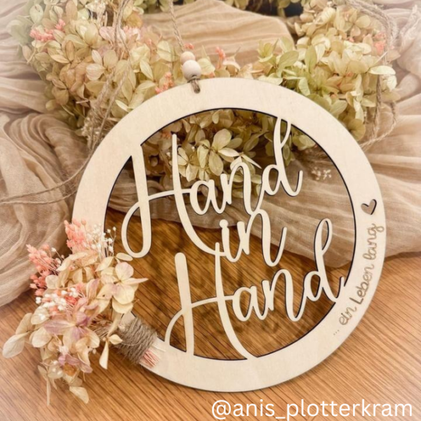 SVG Laser Datei Hochzeitsgeschenk Kranz Hochzeit Geldgeschenk Hand in Hand SVG Datei – Bild 3